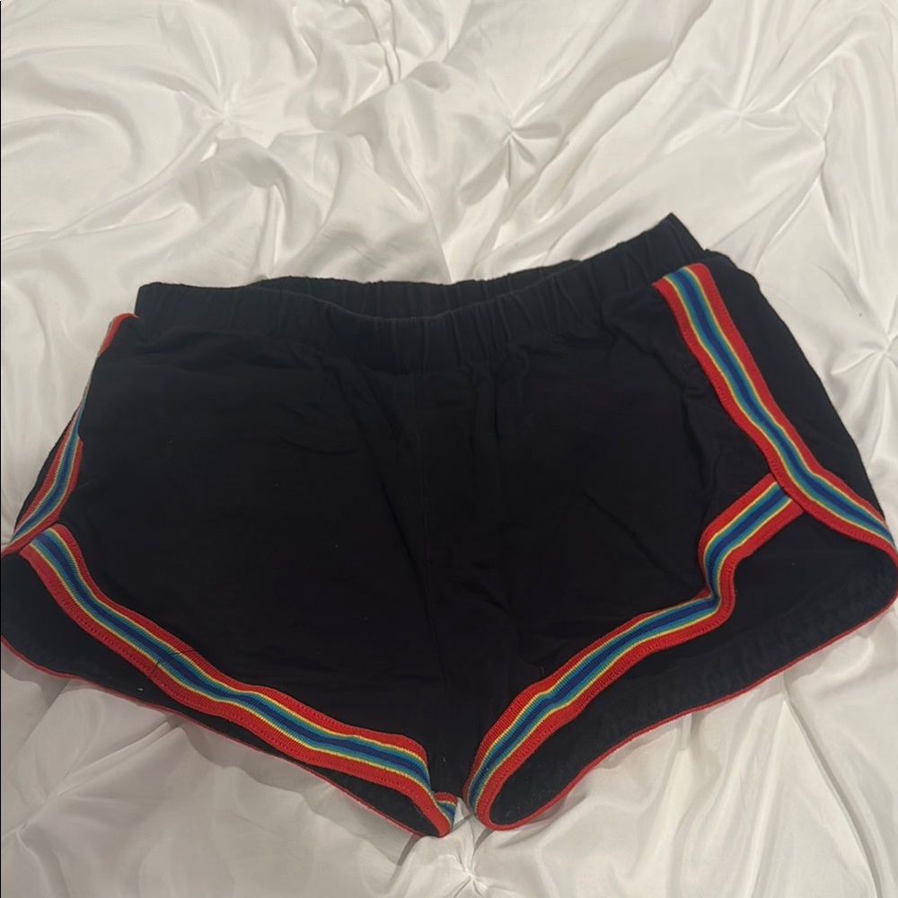 Black Rainbow Trim Women's Shorts